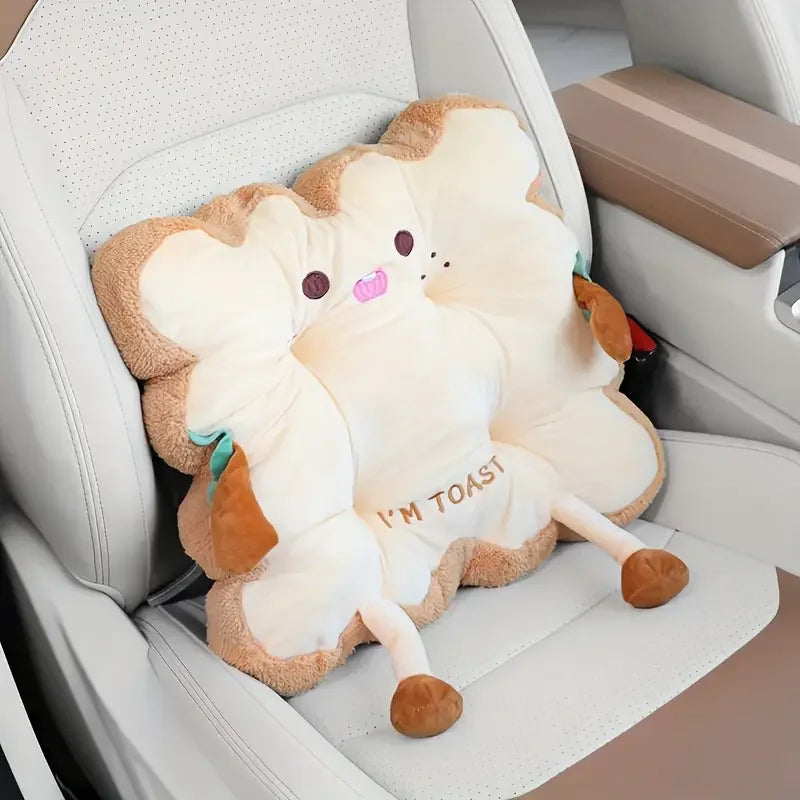 Comfy Cartoon Toast-Shaped Seat & Back Cushion – Washable Anti-Fatigue Pillow for Home/Office/Car (Perfect Gift for Christmas）