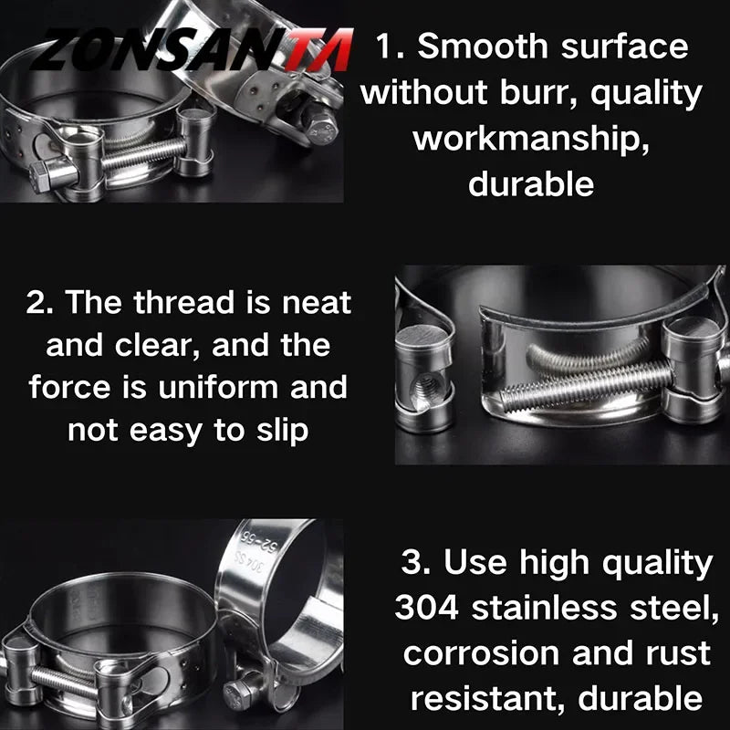 1pcs 304 Stainless Steel Powerful Hose Clamp Exhaust Air Water Pipes Durable Sealing Powerful Strength Repair Welding Tools