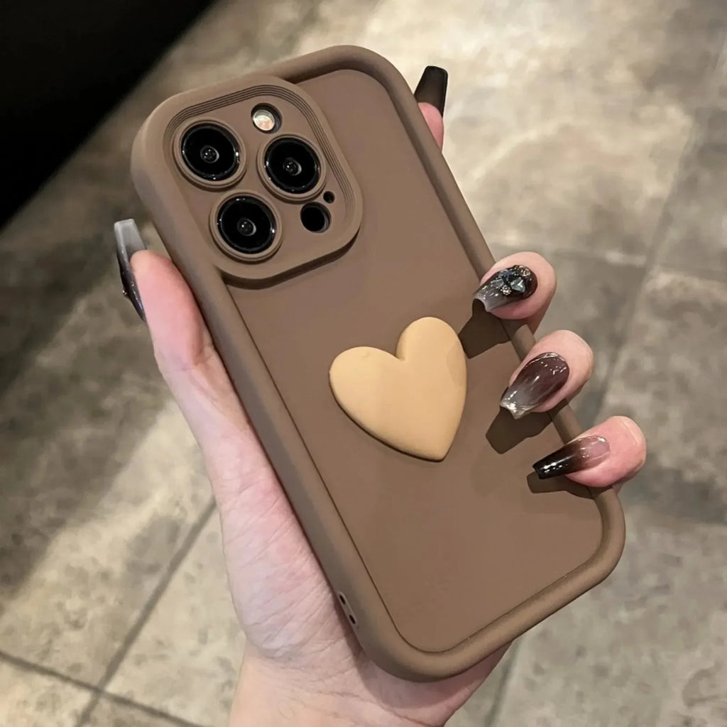 Luxury Cute 3D Love Heart Silicone Phone Case For iPhone 17Air 17 16 15 13 12 11 14 Pro Max X XR XS Shockproof Candy Back Cover