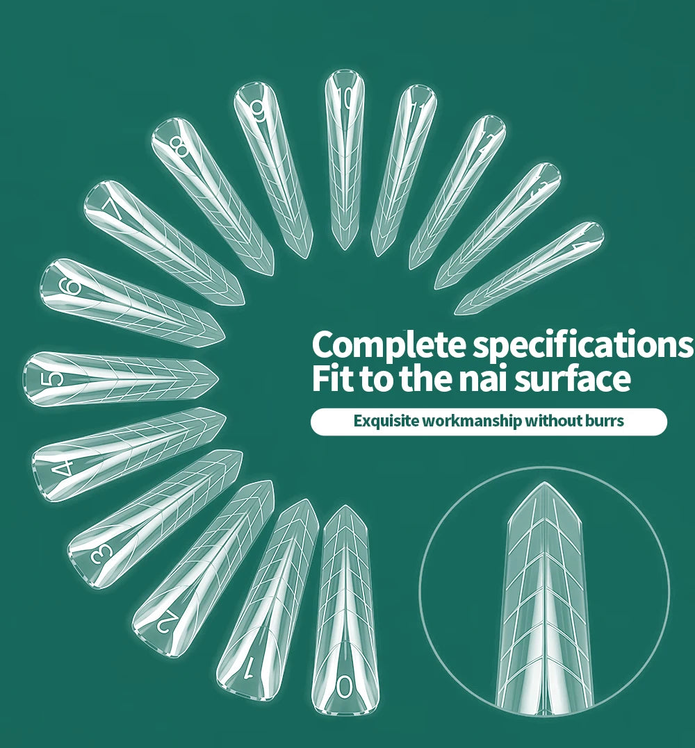 Nailpop Transparent Nail Extension Film 150 Pcs 15 Sizes Pyramid Shape Nail Forms For Gel Acrylic Manicure Professional Tools