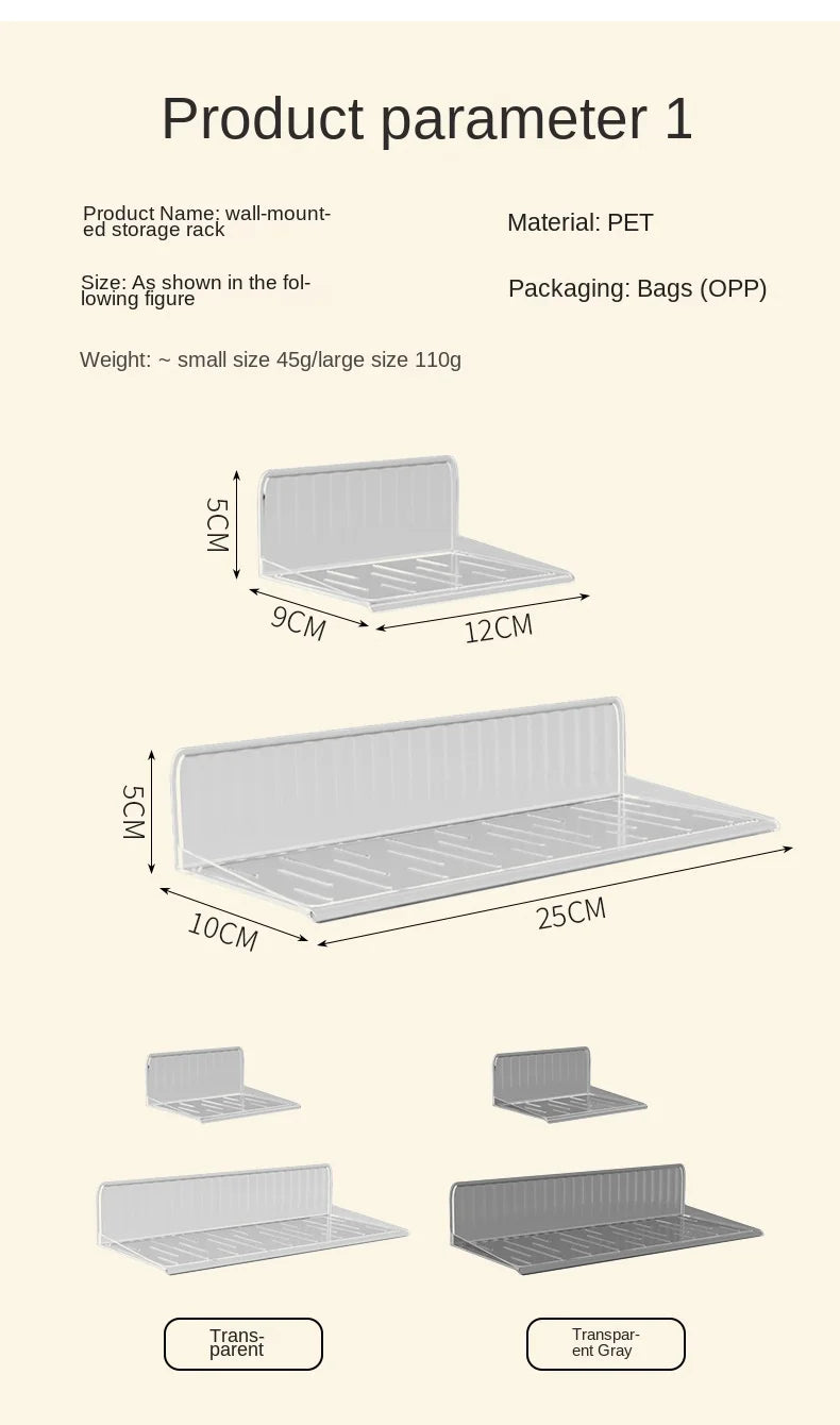 Wall-mounted Storage Rack for Bathroom, Punch-free, Household, Toiletry, Table, Cosmetic, Makeup, Rack, #3478