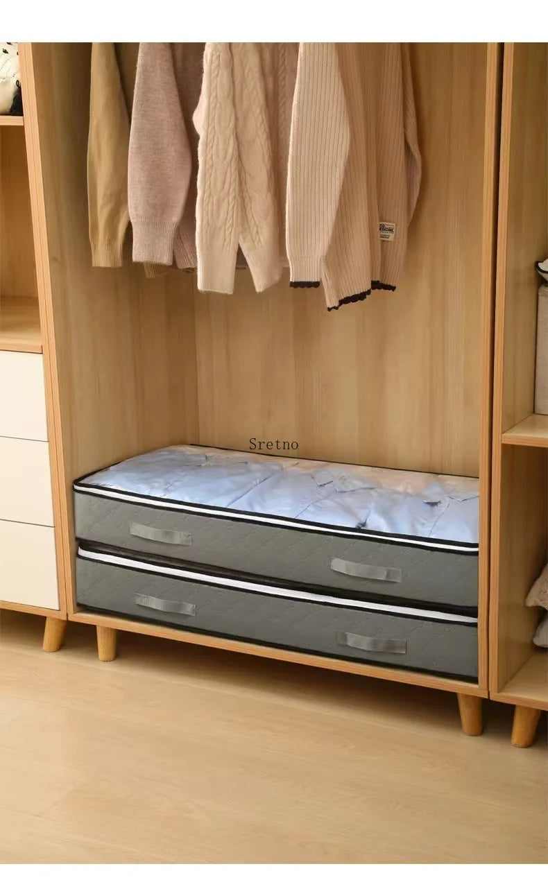 SRETNO Foldable Bed Sheet Storage Box Space Saving Multi-functional Quilt Cover Case Dustproof Underbed Storage Bags Household
