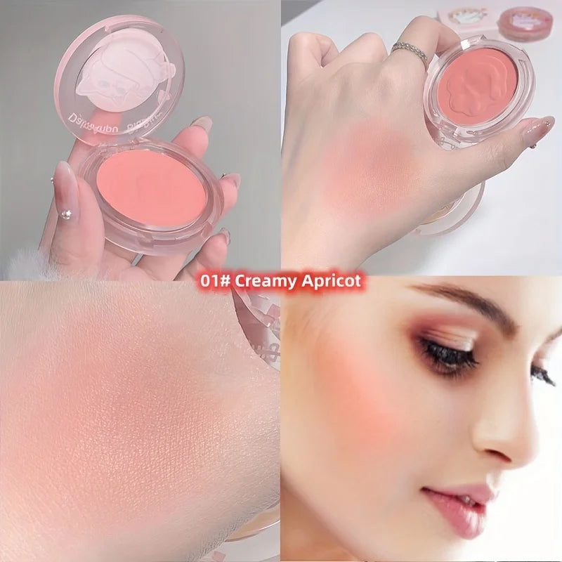 Matte 3D Single Color Blush Natural Cheek Tint Waterproof Face Contouring Powder Soft Korean Style Female Makeup Brightening