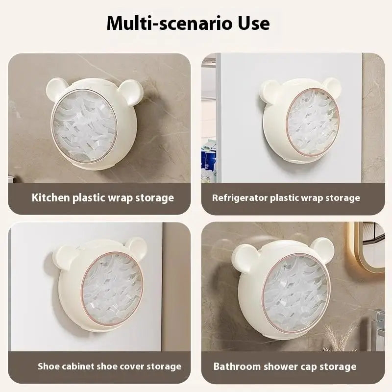 Wall Mounted Dustproof Box Food Cover Wrap Rack Plastic Wrap Storage Box Cling Film Organization Home Kitchen Storage Box Cover