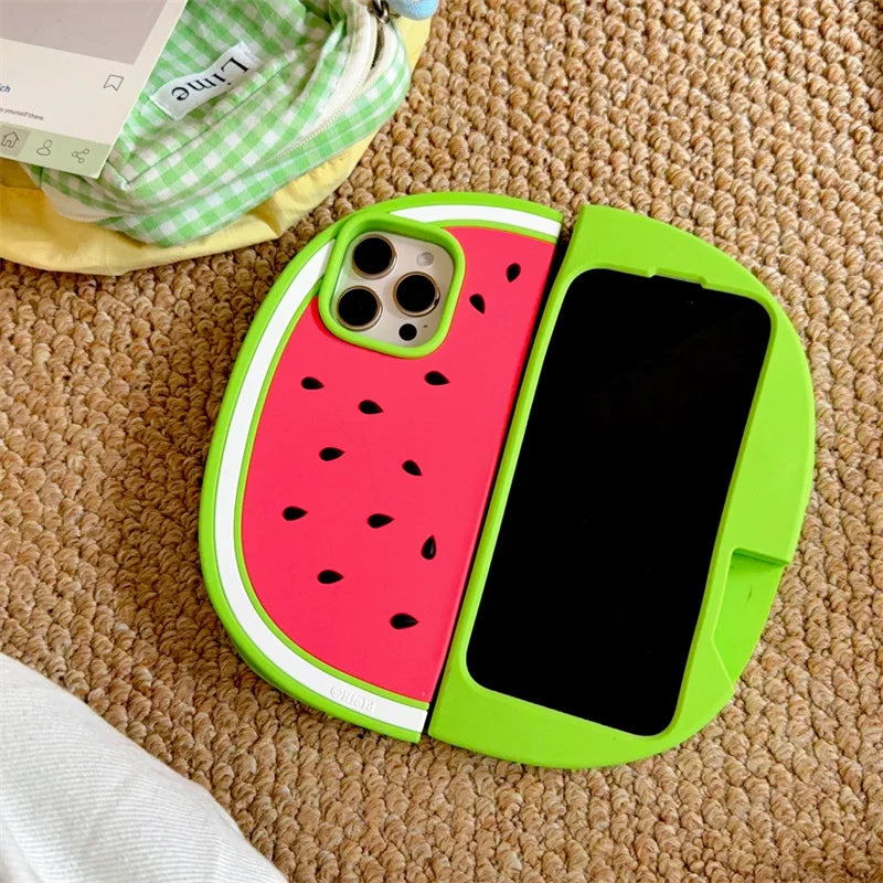 Creative summer cool watermelon shaped phone case for iPhone 12 13 14 15 16 pro max