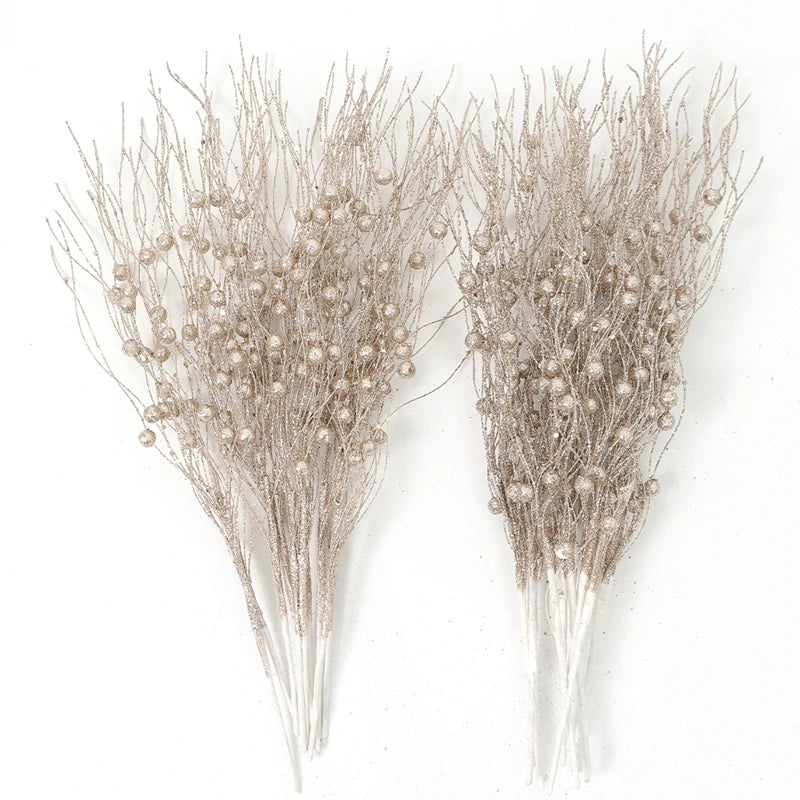 5Pcs Glitter Artificial Berry Bouquet Christmas Tree Ornament for Home Decor New Year 2026 Navidad DIY Wreath Gifts Accessories