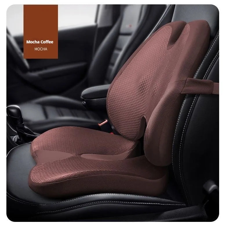 Memory Foam Seat Cushion Waist Back Support Pillow Set Orthopedic Ergonomic Coccyx Relief Hip Lumbar Pad for Office Chair Car