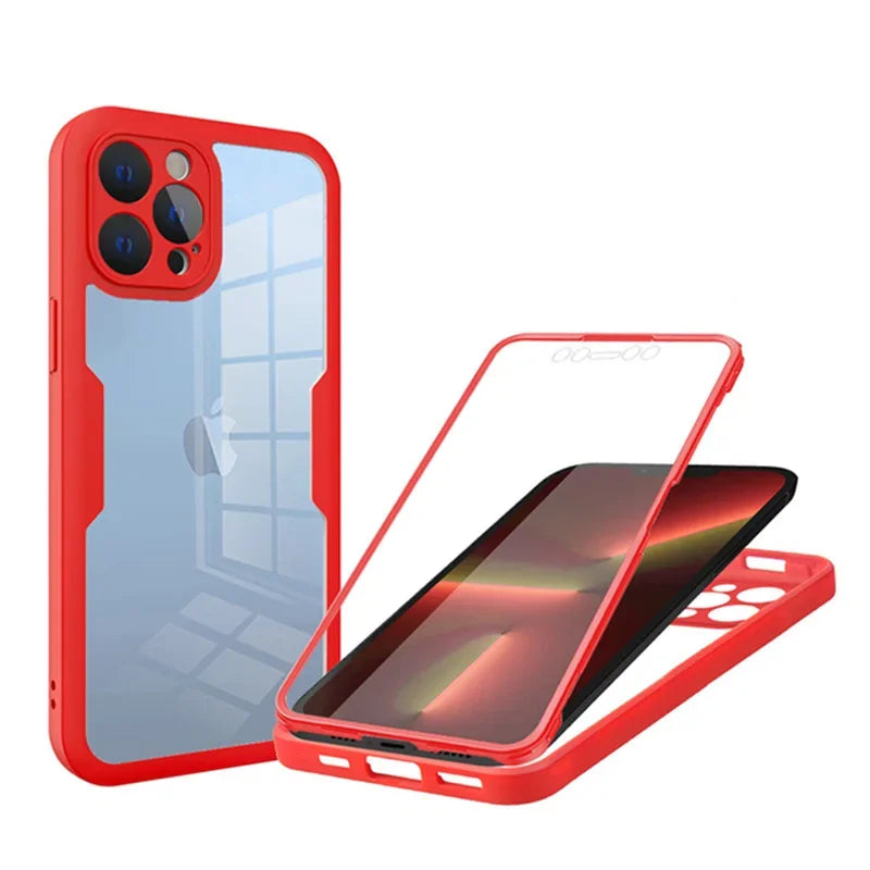 360 Full Body Protection Case For iPhone 15 14 13 12 11 Pro Max Front Screen Shockproof Cover iPhone X XR SE 2020 case