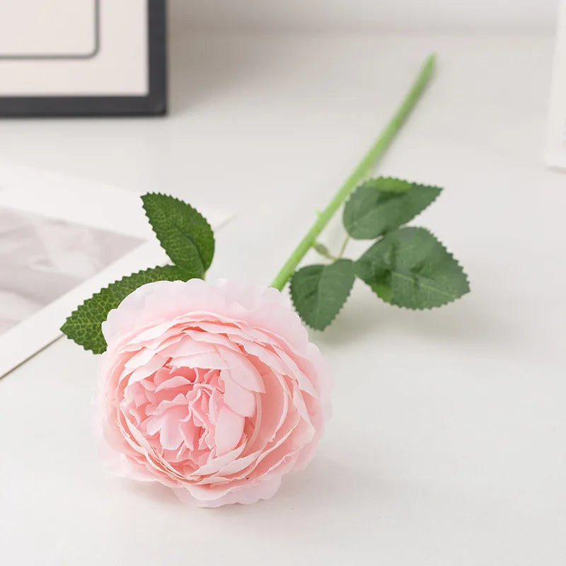 48cm Artificial Flowers Branches Rose Real Touch Peony Decor For Home Vase Wedding   Christmas Valentine's Gift Fake Flower