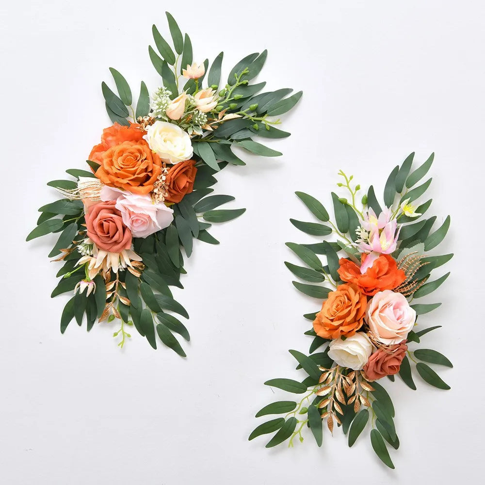 Artificial Wedding Arch Flowers Kit Boho Dusty Rose Blue Eucalyptus Garland Drapes for Wedding Decorations Welcome Sign