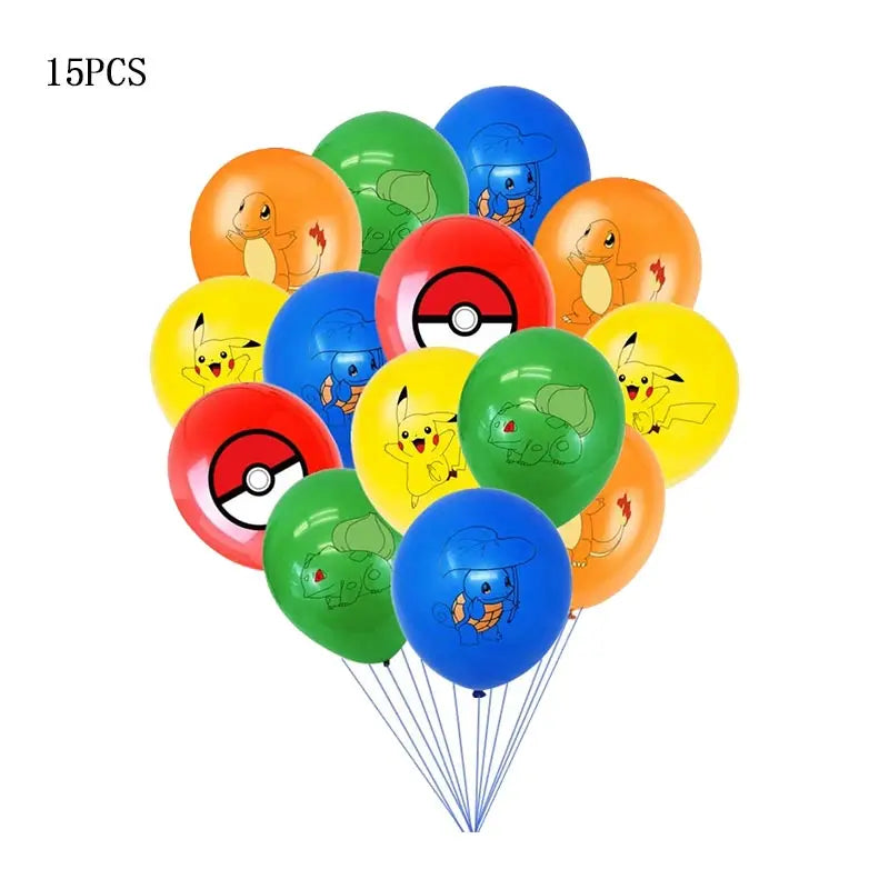 Pokemon Theme Birthday Party Decoration Supplies Cartoon Pokemon Go Tableware Cups Plates Pikachu Balloon For Baby Shower Favors