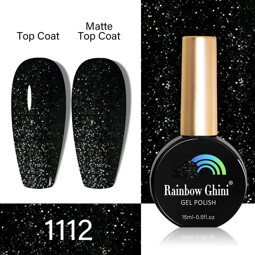 RG HEMA TPO FREE Neon Glitter Gel Nail Polish 15ml Nail Art Manicure Semi Permanent Gel Hybrid Varnishes Top Base Coat UV Nail