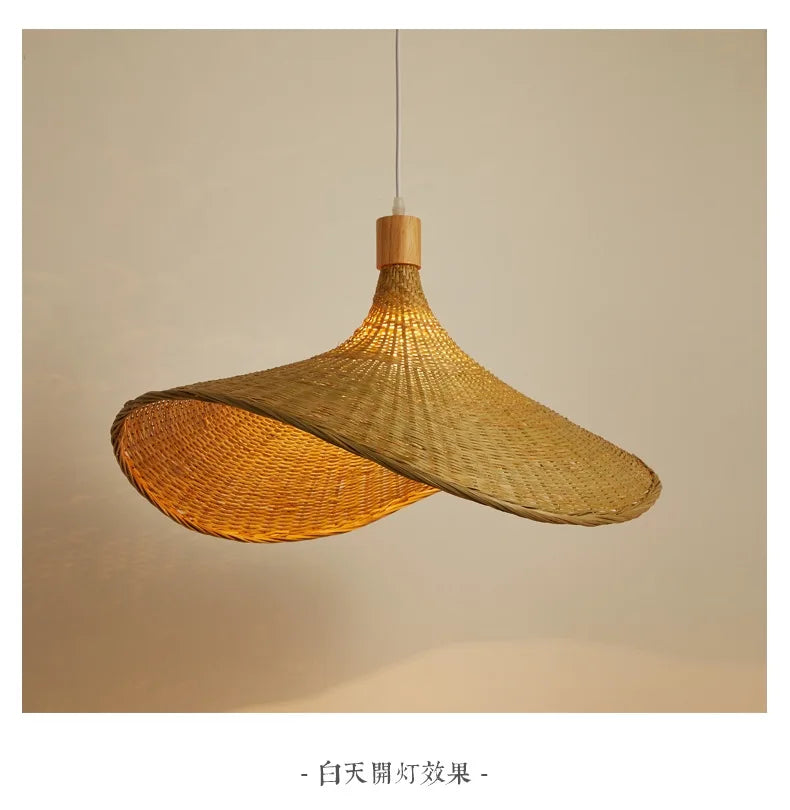 Bamboo Hanging Lamp Pendant Ceiling Light Rattan Wicker Lustre Hand Knit Braiding Suspended Home Dining люстра потол