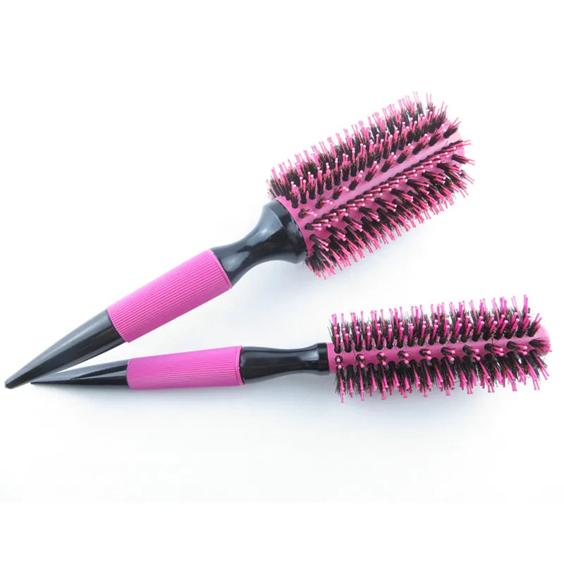 Professional 6pcs/set Pink Wooden Round Hair Comb Brush Boar Bristle Hair Brush Mix Nylon Hair Brush Hairdressing Styling Tool