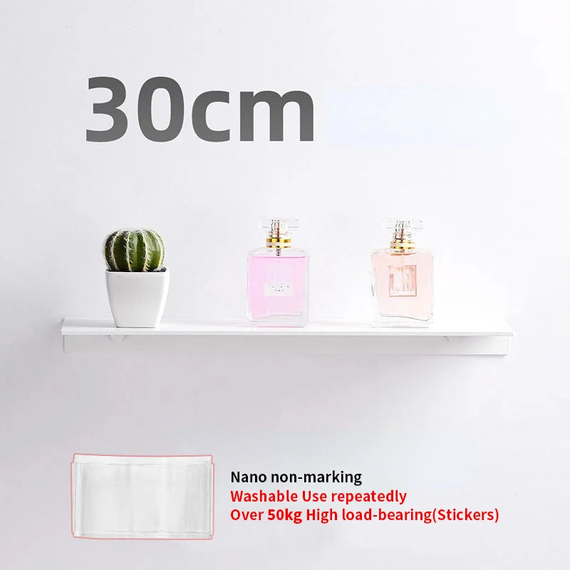 Small Shelf Without Drilling Shampoo Holder Bathroom Wall Floating White Shelves Stick Bath Organizer for Kitchen Accessories