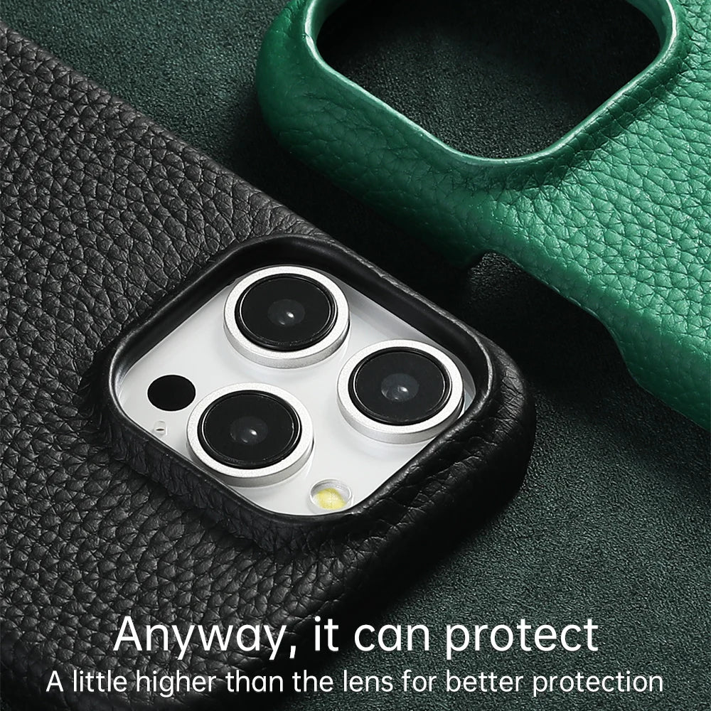 LANGSIDI Natural Cowhide Leather Magsafe Case for iPhone 16/15/Pro Max/Pro/Promax/15Pro/16Pro Luxury Magnetic Phone Back Cover