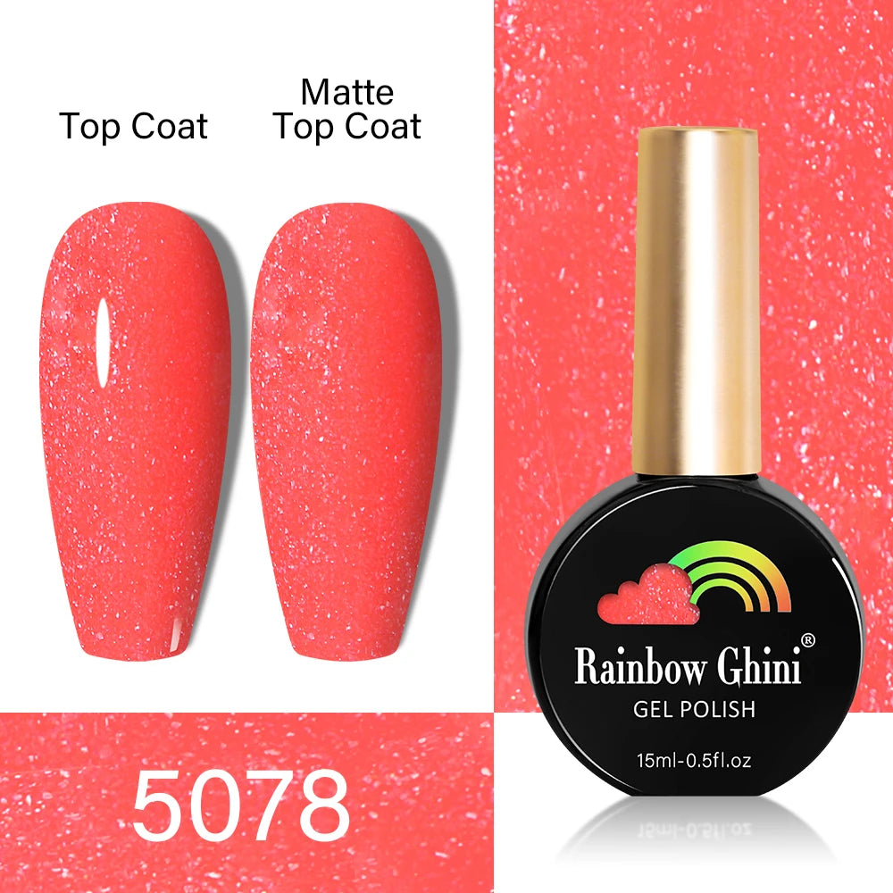 RG HEMA TPO FREE Neon Glitter Gel Nail Polish 15ml Nail Art Manicure Semi Permanent Gel Hybrid Varnishes Top Base Coat UV Nail