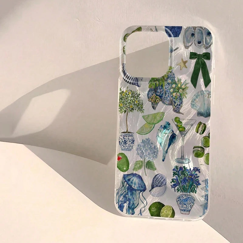 Beach Blue Ocean Element Lip Print Summer Phone Case For iPhone 17 16 15 14 13 12 11 Pro Max XS X XR 7 8 Plus SE 2022 16e Cover