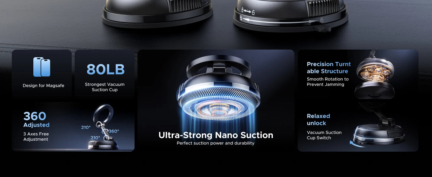 UGREEN Magnetic Car Phone Holder  360°Rotatable Dashboard Suction Cup Car Mount For Magsafe iPhone 16 15 14 ProMax Xiaomi Samsun