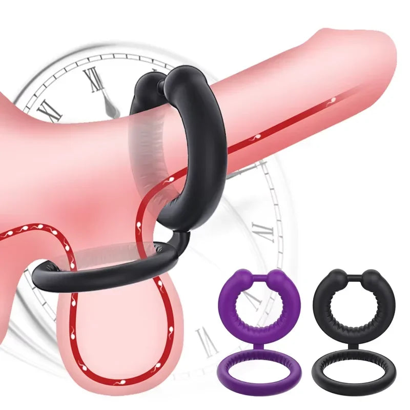 Men Penis Ring Cock Ring Sex Toy for Men Couples Ejaculation Delay Dual Ring Soft Sicilone Male Masturbator Penis Dick Trainer