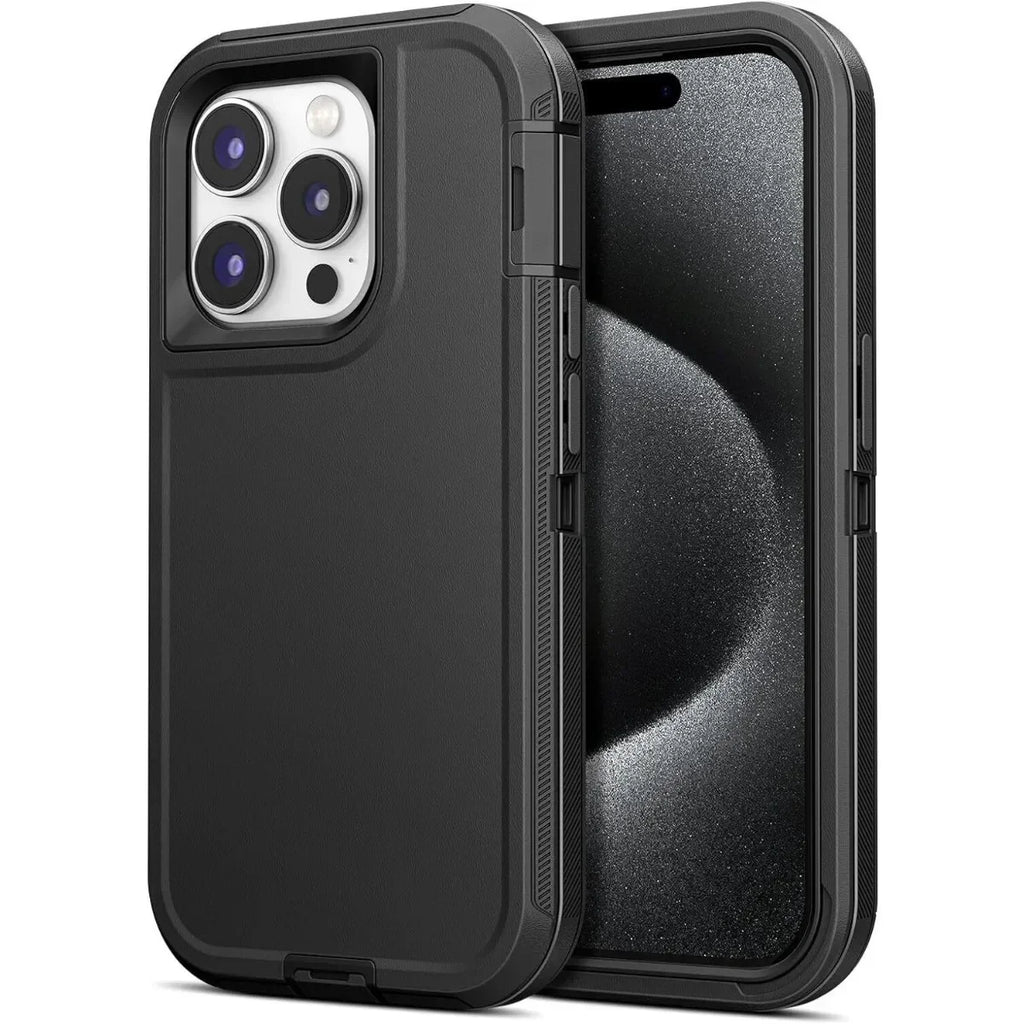 3IN1 PC+TPU Heavy Duty Rugged Armor Case for IPhone 16 15 14 11 Pro Max Plus 13/12 Mini XS/R 7/8 4/5G Back Clip OTT Cover Box