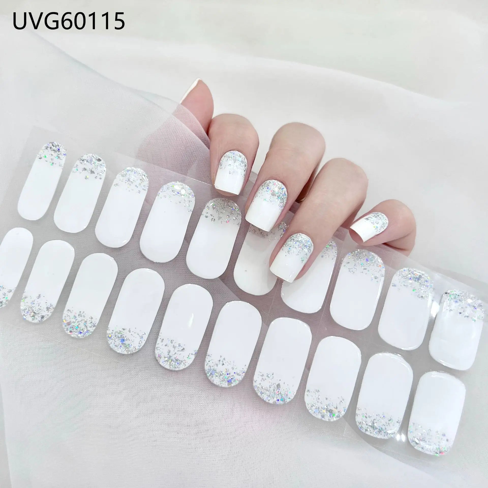 20/22tipsChristmas Semi Cured Nail Sticker UV Led Lamp Semi Cured Gel Design Nail Decals Waterproof Nail Stickers Nail Manicure
