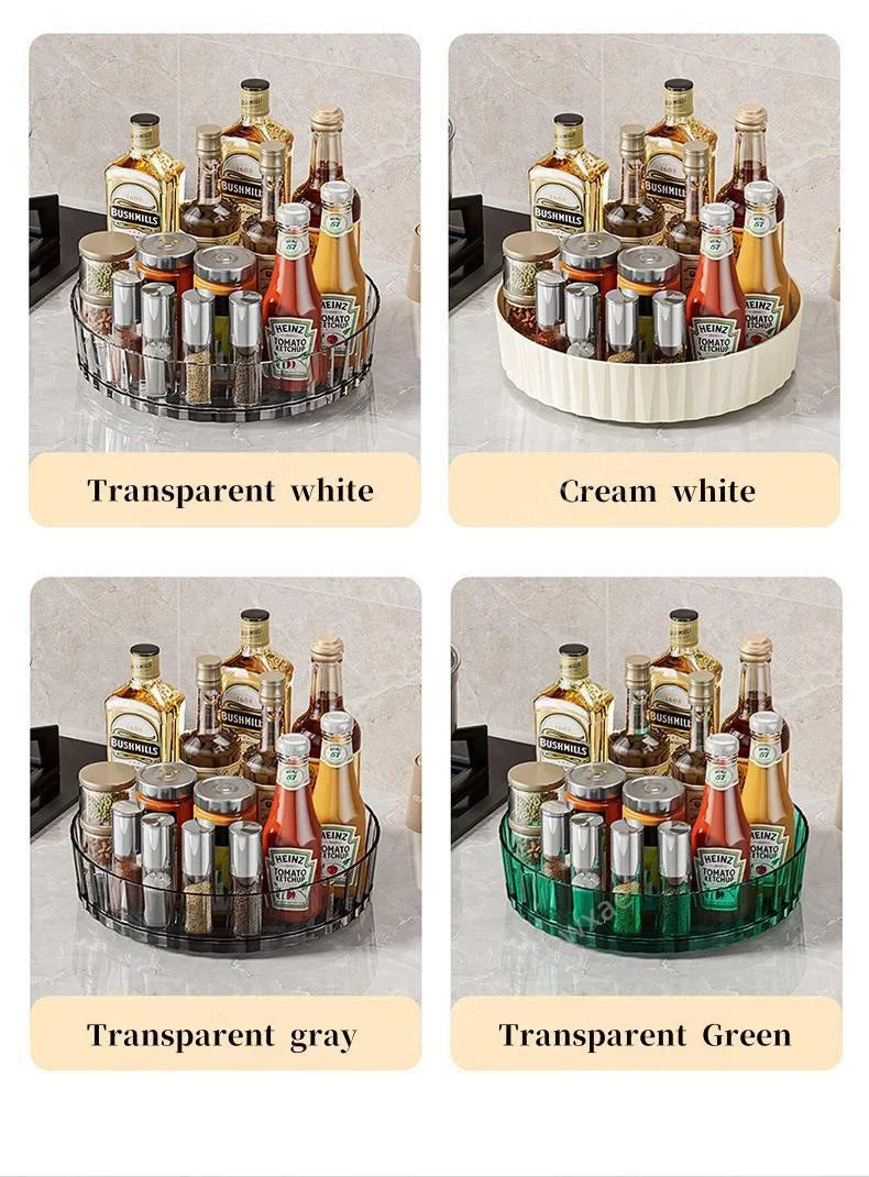 360 Rotating Tray Spice Rack Pantry Cabinet Turntable With Base Storage Bin Kitchen Organizer For Seasoning Cosmetic Storage Box