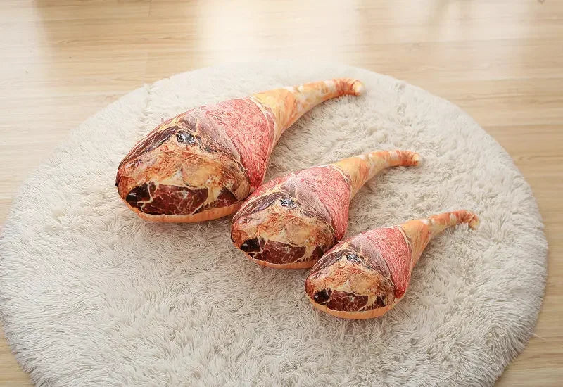 3D Simulation Ham Plush Food Pillow - Funny Spoof Stuffed Toy Waist Cushion for Office Sofa Bedroom & Creative Christmas Gift