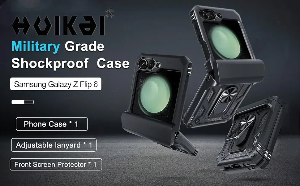 Case For Samsung Galaxy Z Flip 7 5G Z Flip 6 Military Grade Shockproof Heavy Duty Protective Armor Magnetic Kickstand Ring Cover