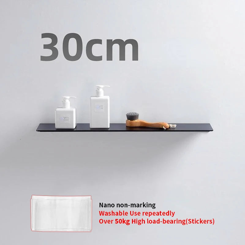 Small Shelf Without Drilling Shampoo Holder Bathroom Wall Floating White Shelves Stick Bath Organizer for Kitchen Accessories