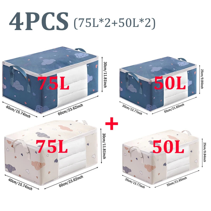 4/2/1PCS Big Capacity Quilt Clothes Duvet Blanket Storage Bag Organizer Sorting Bags Dustproof Closet Under-Bed Moisture Proof