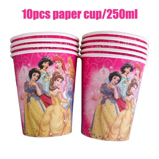 Disney Princess Birthday Party Decorations Girls Child Deco Disney Princess Birthday Plate Napkins Cups Tableware Supplies Setup