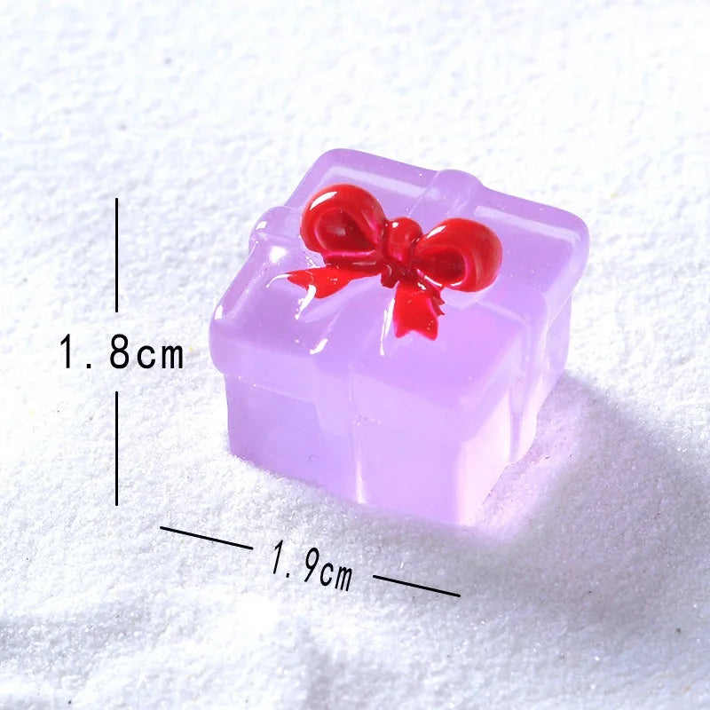 Christmas Luminous Gift Box Figurines DIY Decoration Micro Landscape Xmas Creative Luminous Small Figurines & Miniatures