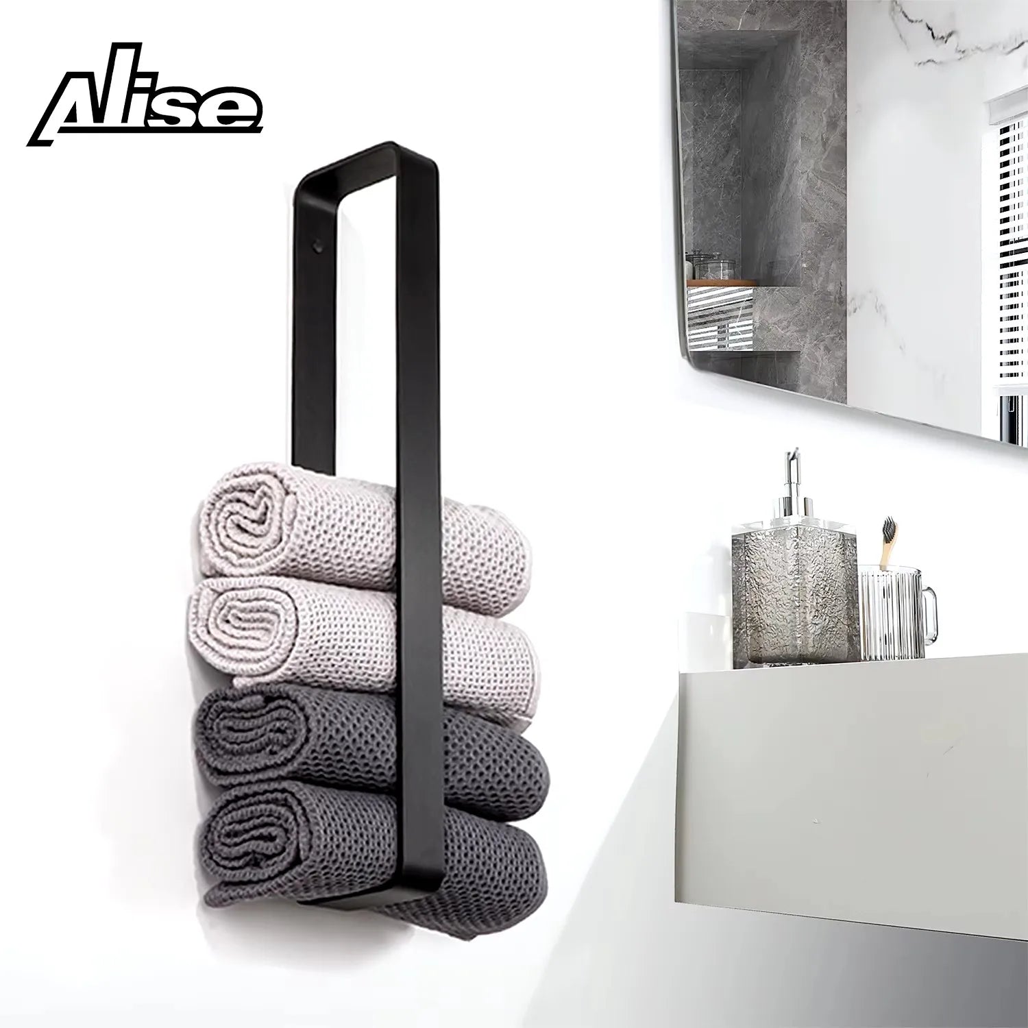 Bathroom Towel Rack Towel Holder 20/30/40CM Black Towel Bar No drill Wall Mount Stainless Steel Kitchen Cabinet Storage