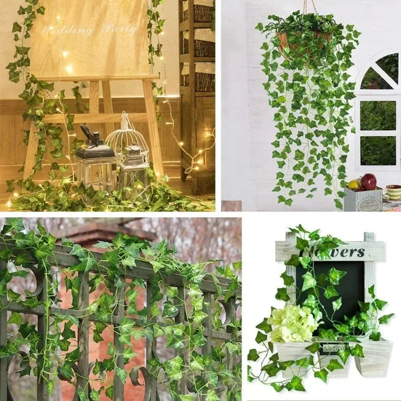 120/2m Artificial Ivy Leaf Rattan Creeper Leaves Vine Hanging Garland DIY Fake Flower Plant Garden Wedding Party Home Decoration