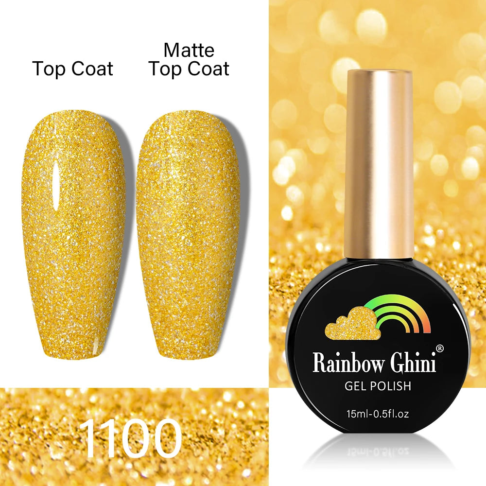 RG HEMA TPO FREE Neon Glitter Gel Nail Polish 15ml Nail Art Manicure Semi Permanent Gel Hybrid Varnishes Top Base Coat UV Nail