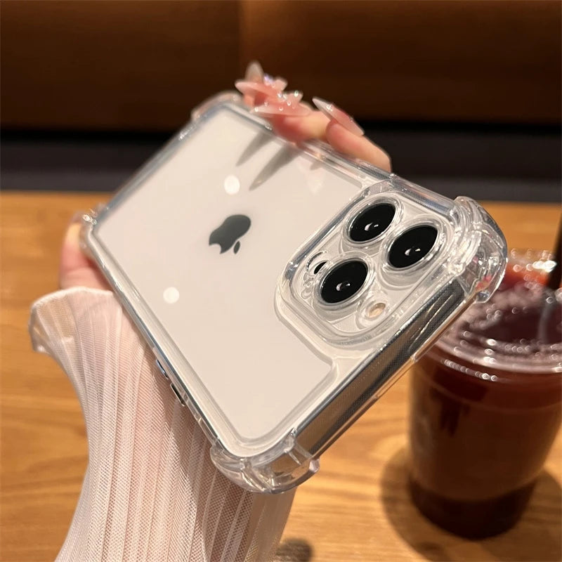 Luxury Shockproof Transparent Case For iPhone 17 Air 16 15 14 13 12 11 Pro Max 16E 7 8 Plus Bumper Cases Cover