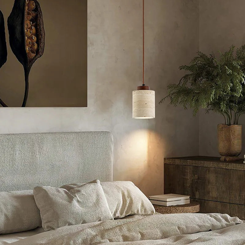 Japanese modern designer wabi-Sabai bedroom bedside lighting bar B&B yellow cave stone chandelier bedside hanging wire lamp
