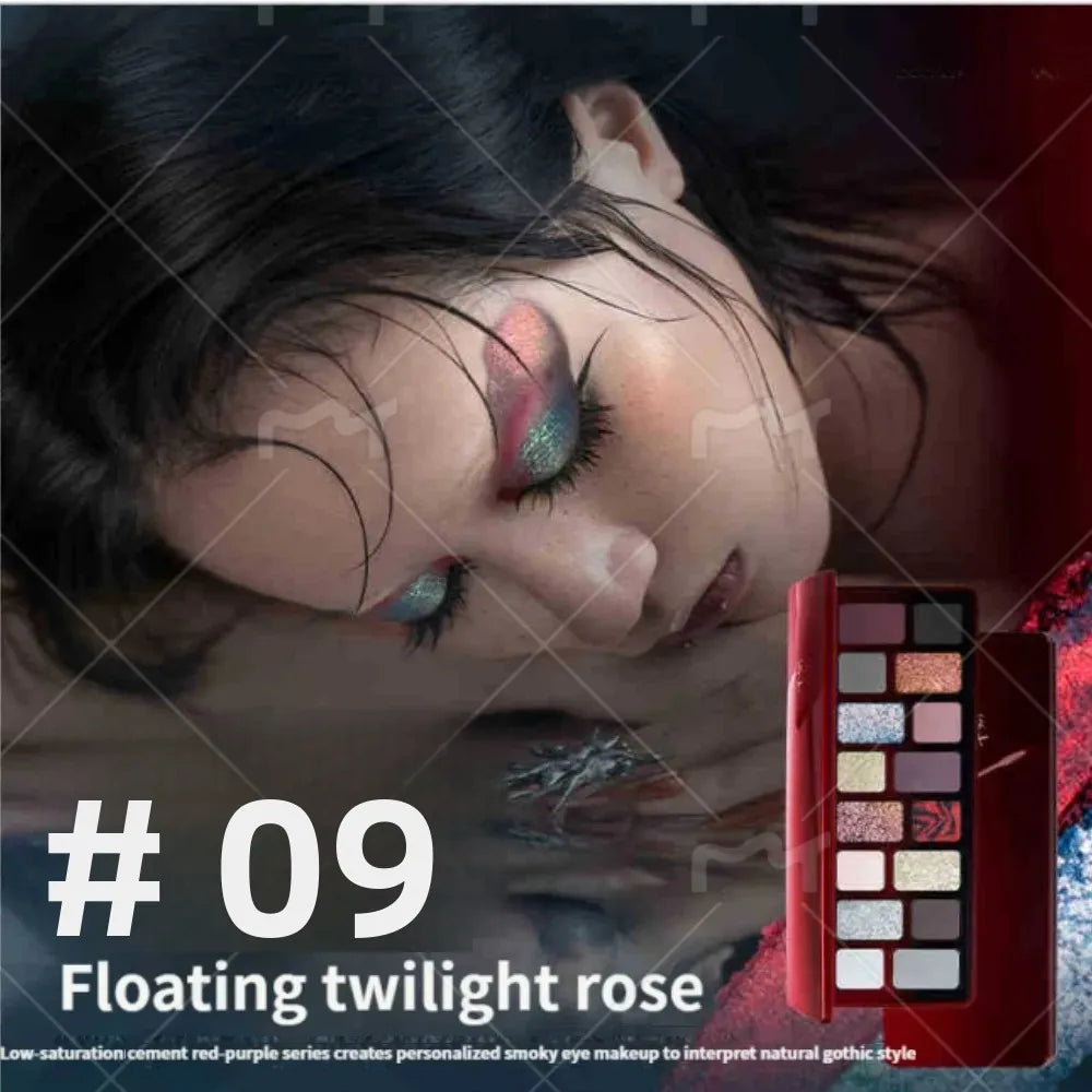 16-Color Pearlescent Eyeshadow Natural Color Impromptu Stage Makeup Long-lasting Shimmer Eye Shadow Palette Quick Makeup CO:09