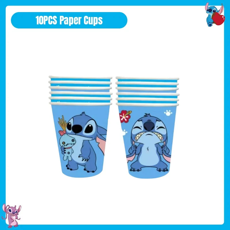Disney Stitch Birthday Party Decoration Tableware Balloon Cup Plate Banner Backdrop Lilo And Stitch Theme Party Supplies Favors