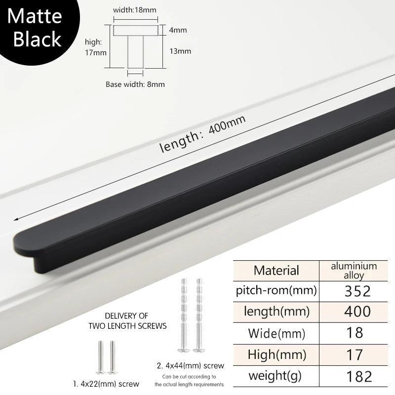 Modern style wardrobe cabinet bathroom cabinet black pulls drawer handles furniture cupboard aluminum alloy handle