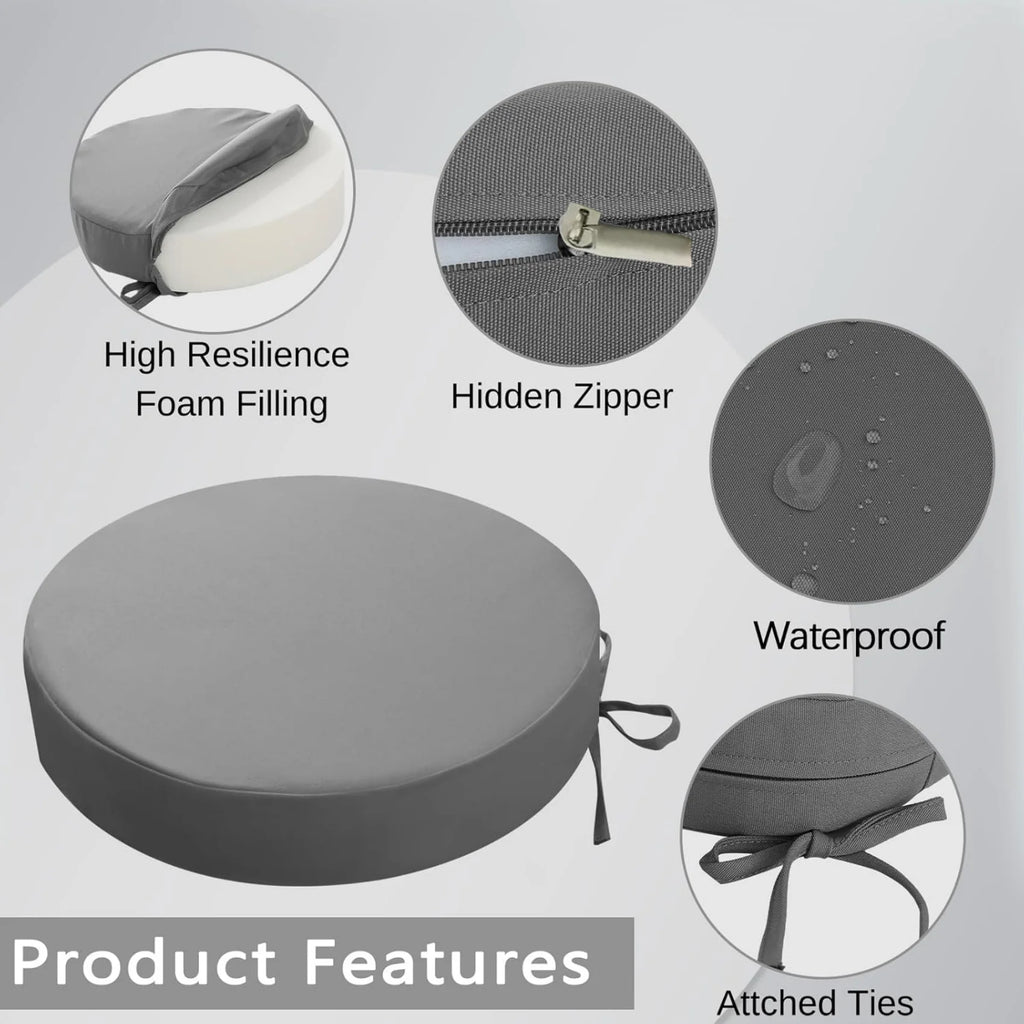 Custom Outdoor Bistro Chair Cushions Thick Outdoor Round Seat Cushions with ties Waterproof Round Patio Furniture for Garden