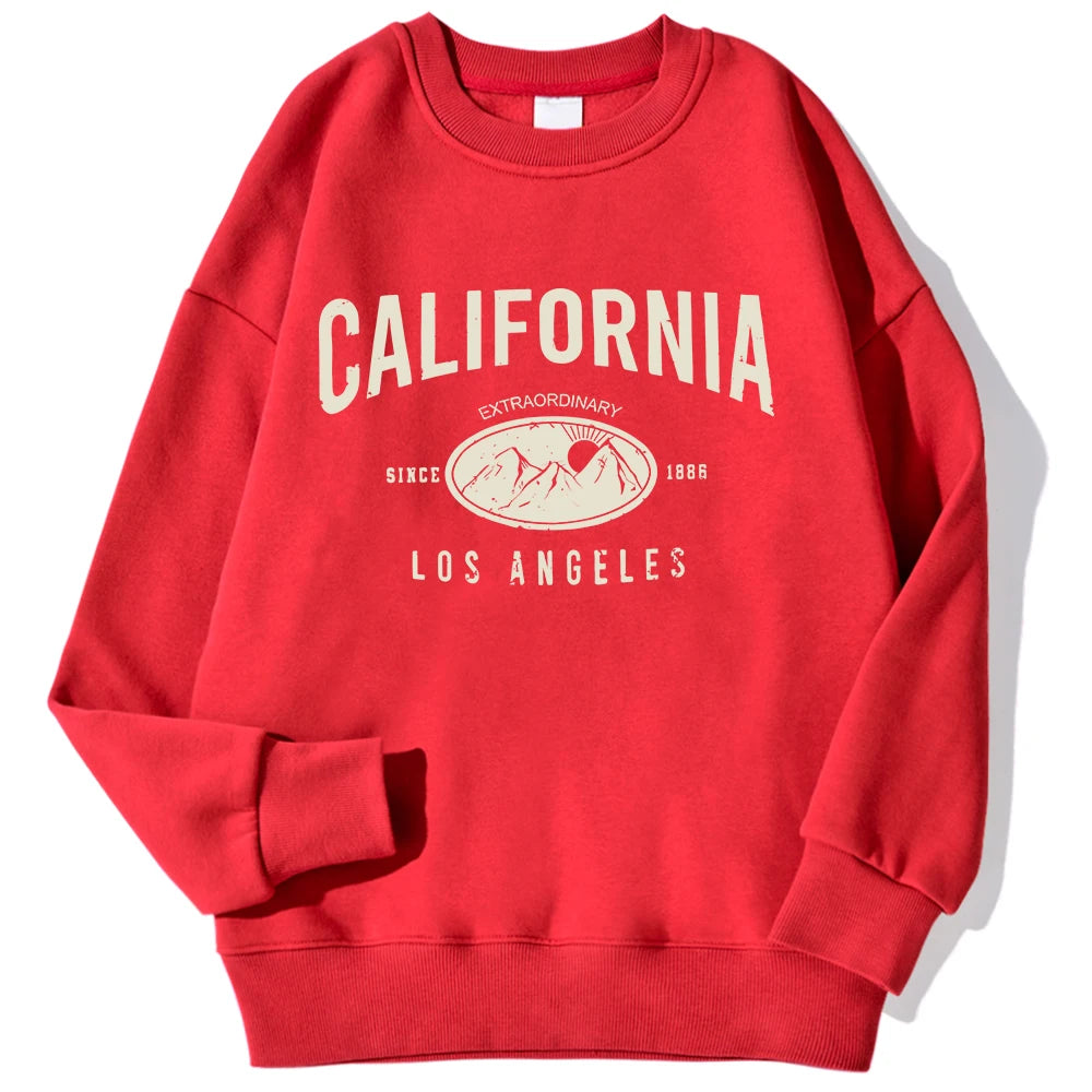 New York California Malibu Letter Sweatshirts Winter Women Casual Loose Hoodie Fleece Warm Crewneck Pullover Comfortable Clothes