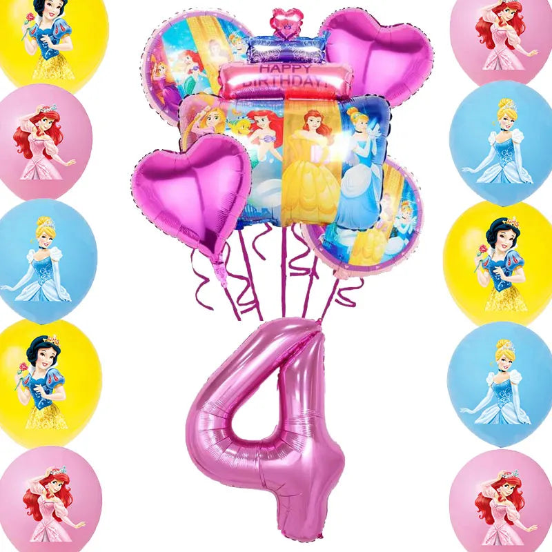 Disney Princess Birthday Decoration Tableware Paper Cups Plates Balloons Tablecloth Backdrop Banner Party Supplies For Baby Kids