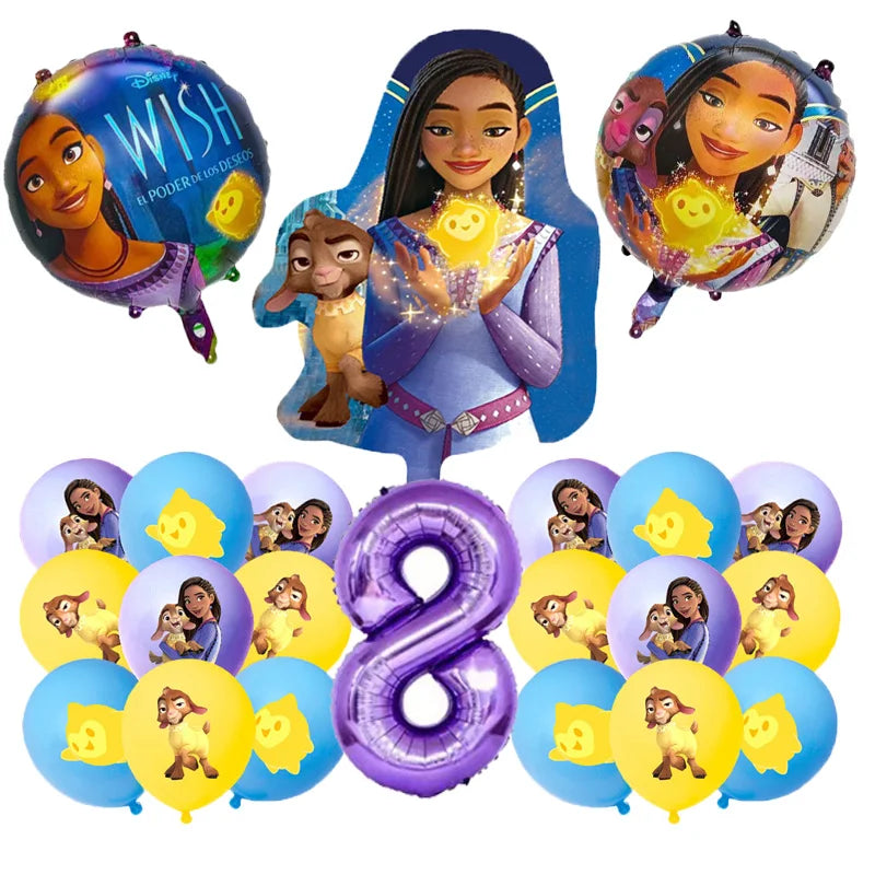 Cartoon Wish Birthday Party Decorations Asha Goat Balloons Disposable Tableware Plate Straw Napkin Princess Baby Shower Supplies