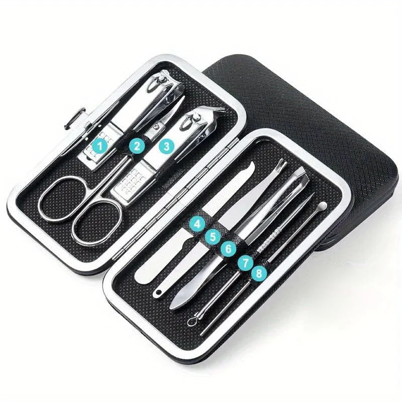 8/19PCS Manicure Set Pedicure Nail Cuticle Scissors Tool Nail Clipper Set Stainless Trimmer Ear Spoon Nail Clipper Manicure Tool