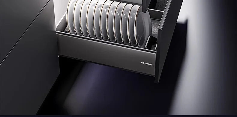 Goldmine Cabinet Organizers 3 Layers Aluminum Storage Baskets Drawers Tableware And Cookware Pullout Drawers For Kitchen