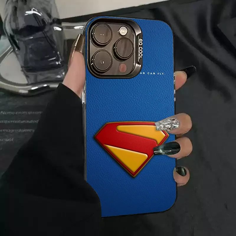 1PC Cartoon S-Superman Phone Case Phone Case IMD color silver shell For iPhone 16 15 14 13 12 11 Pro Max Plus