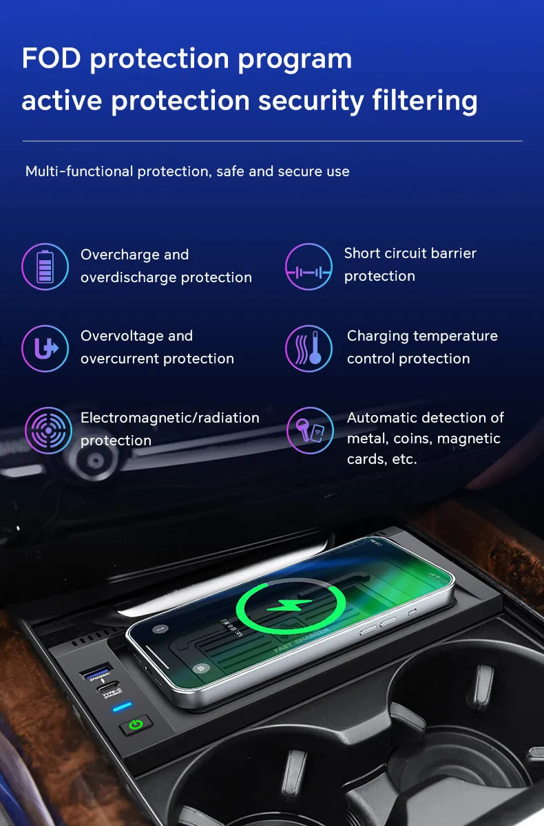 For BMW X5 F15 X6 F16 2014 2015 2016 2017 2018 15W Car QI wireless charger fast phone charger charging holder accessories