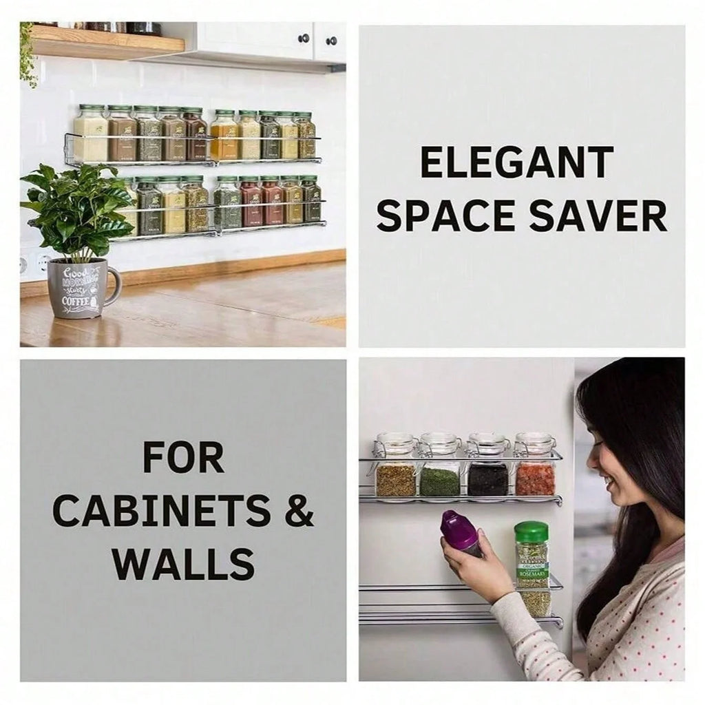 Non Perforated Metal Storage Drainage Rack Wall Mounted Spice Kitchen Storage Organizer Rack